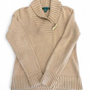Ralph Lauren Beige Cowl Neck Sweater